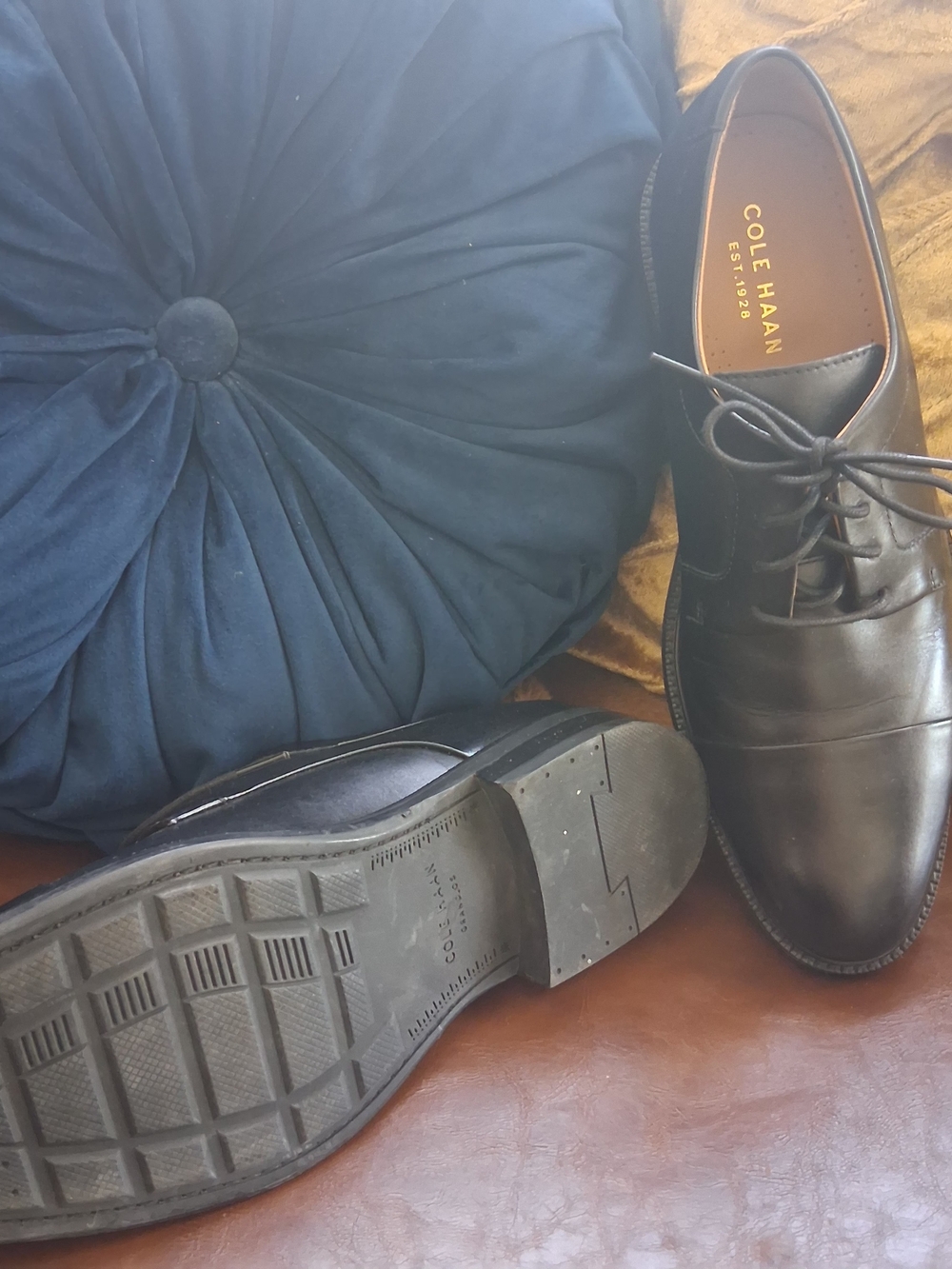 Cole Haan Black Leather Cap-Toe Derby